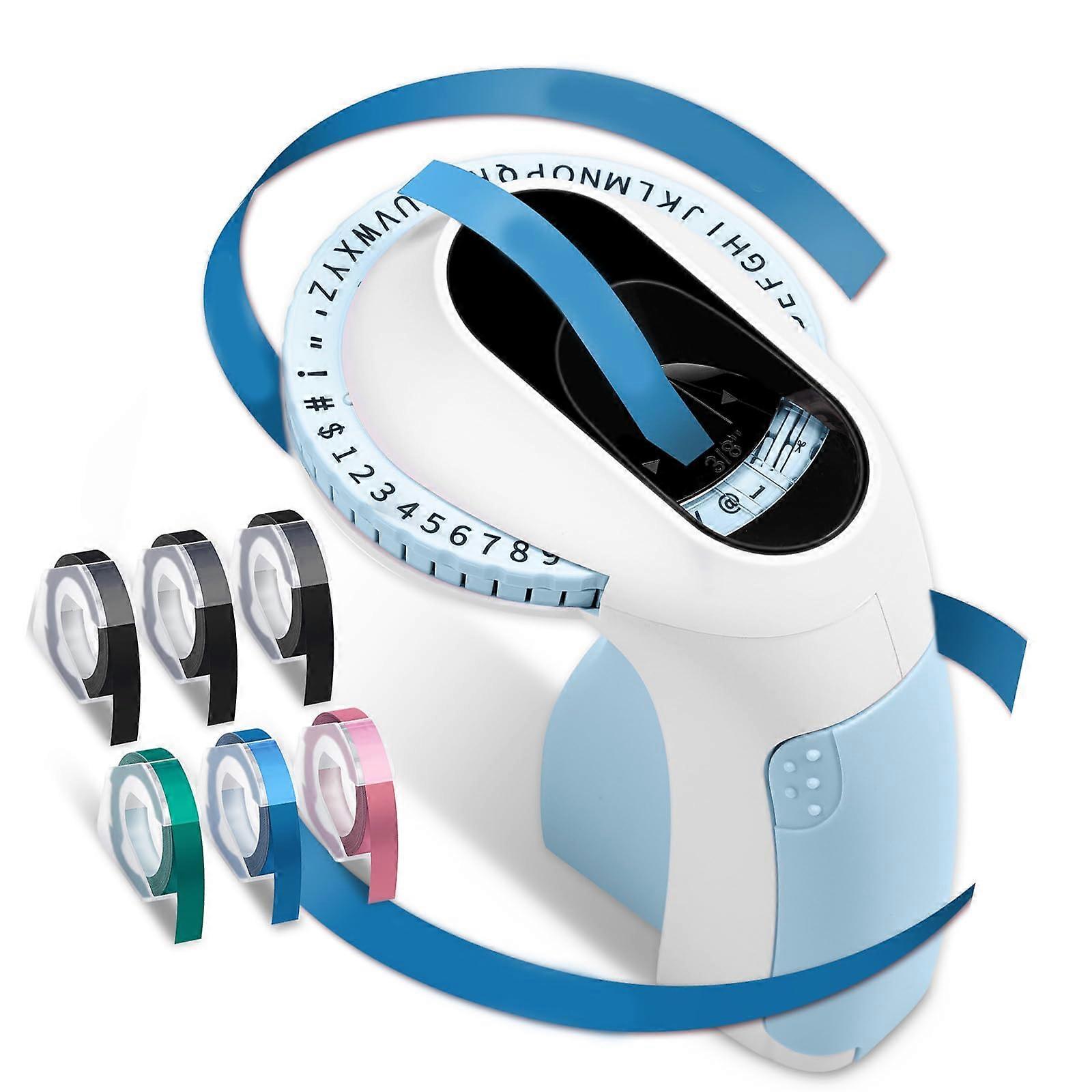 Embossing Label Maker Easy Label Creation for Home Office Crafting Handheld Blue