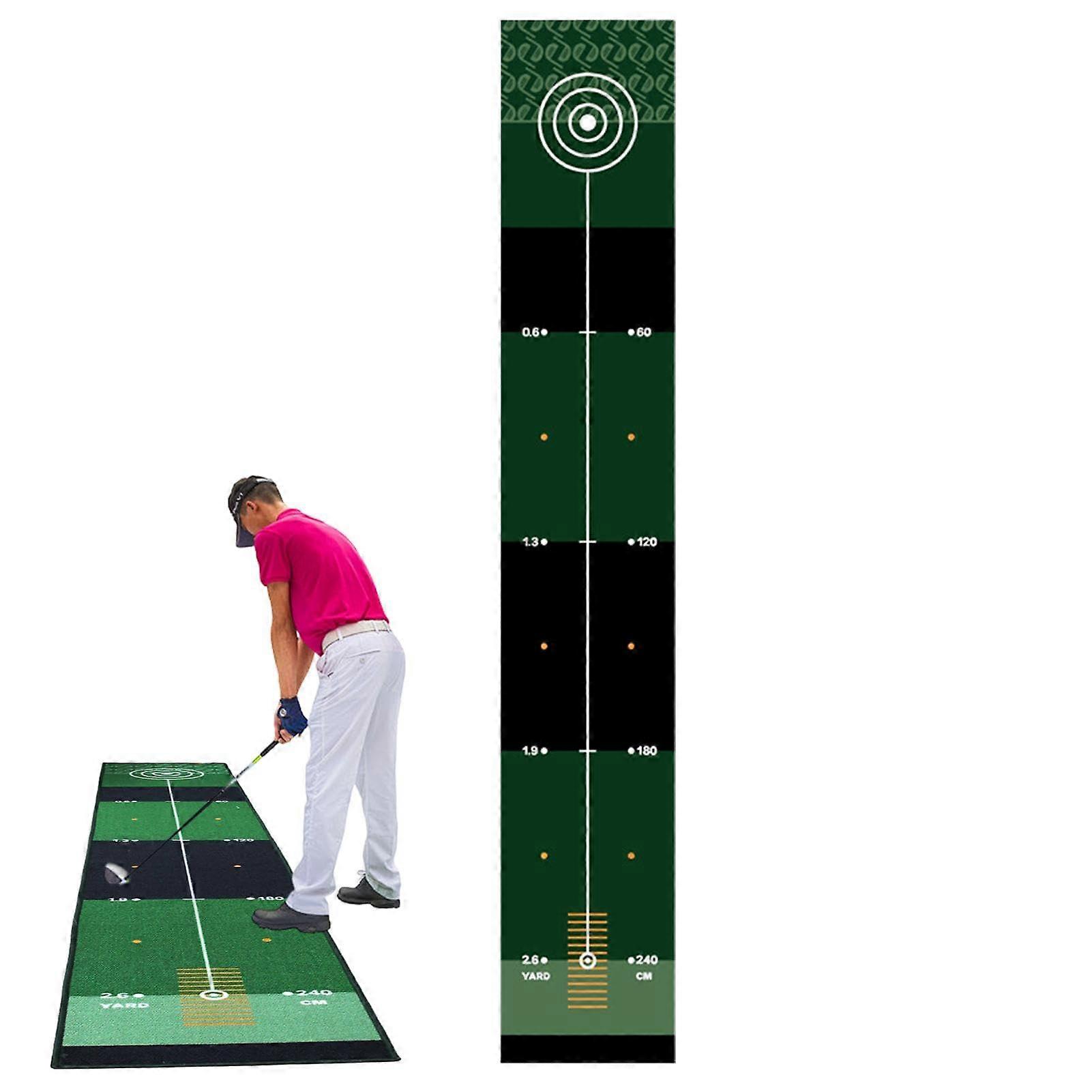 Golf Putting Mat with Distance Markers for Indoor Practice, Precision Control and Alignment Aid