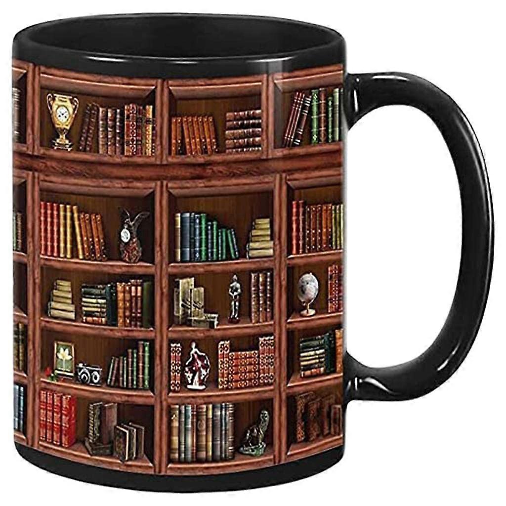 Book Lover Mug with Creative Bookshelf Design, Durable Ceramic Cup 301400ml Literary Gift