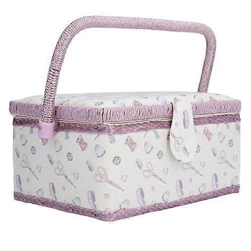 Sewing Box Organizer with Large Capacity Basket, Fabric Covered Storage, Multiple Compartments