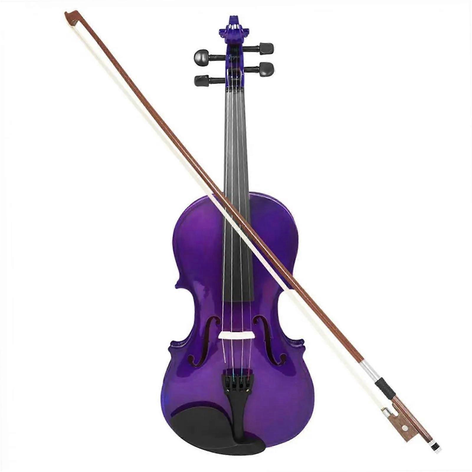 Beginner Violin Set 4/4 Full Size Solid Wood Purple Kit with Case Bow Shoulder Rest and Tuner