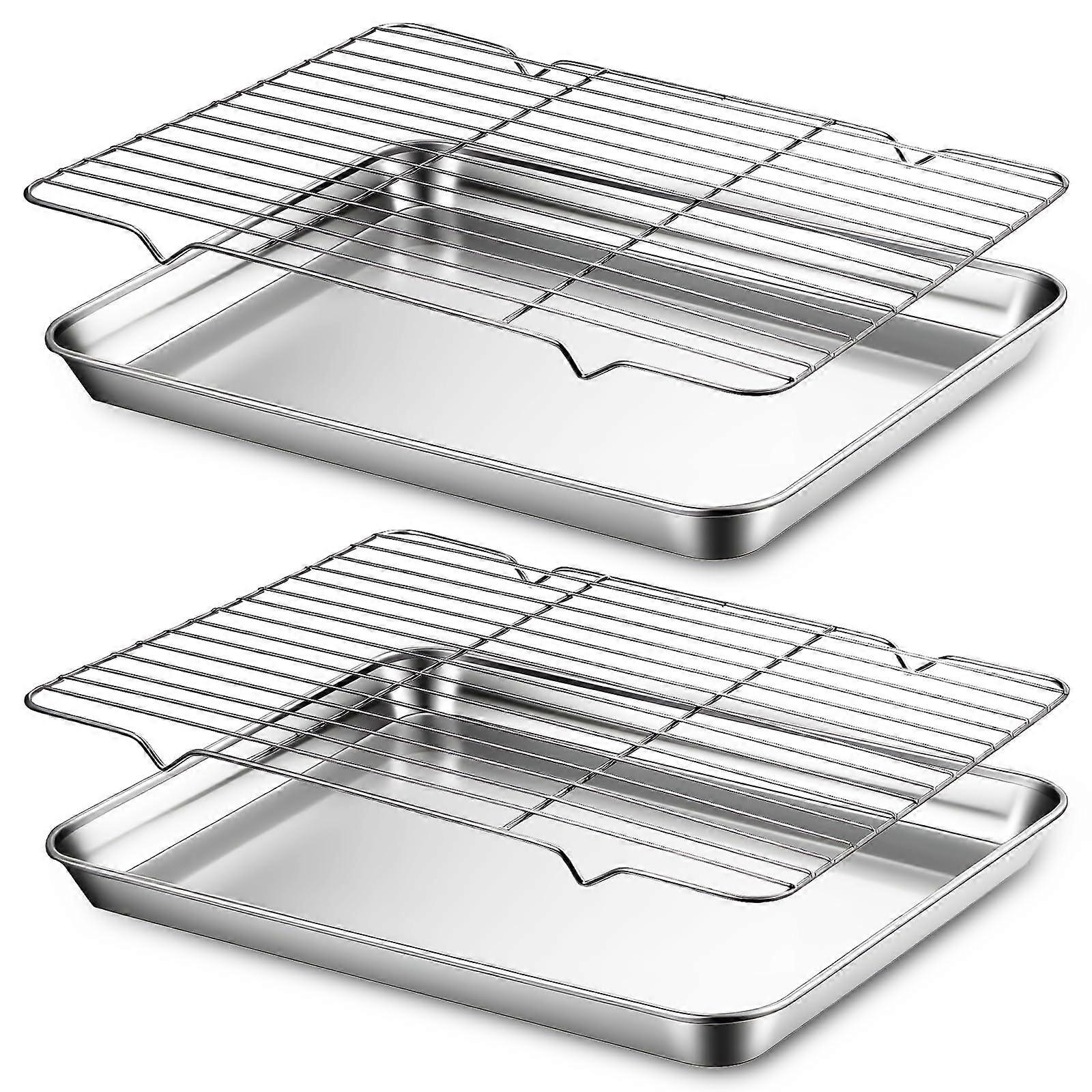 Baking Sheet Set Stainless Steel Quarter Pans with Cooling Racks, Rust  Nonstick, Easy Clean