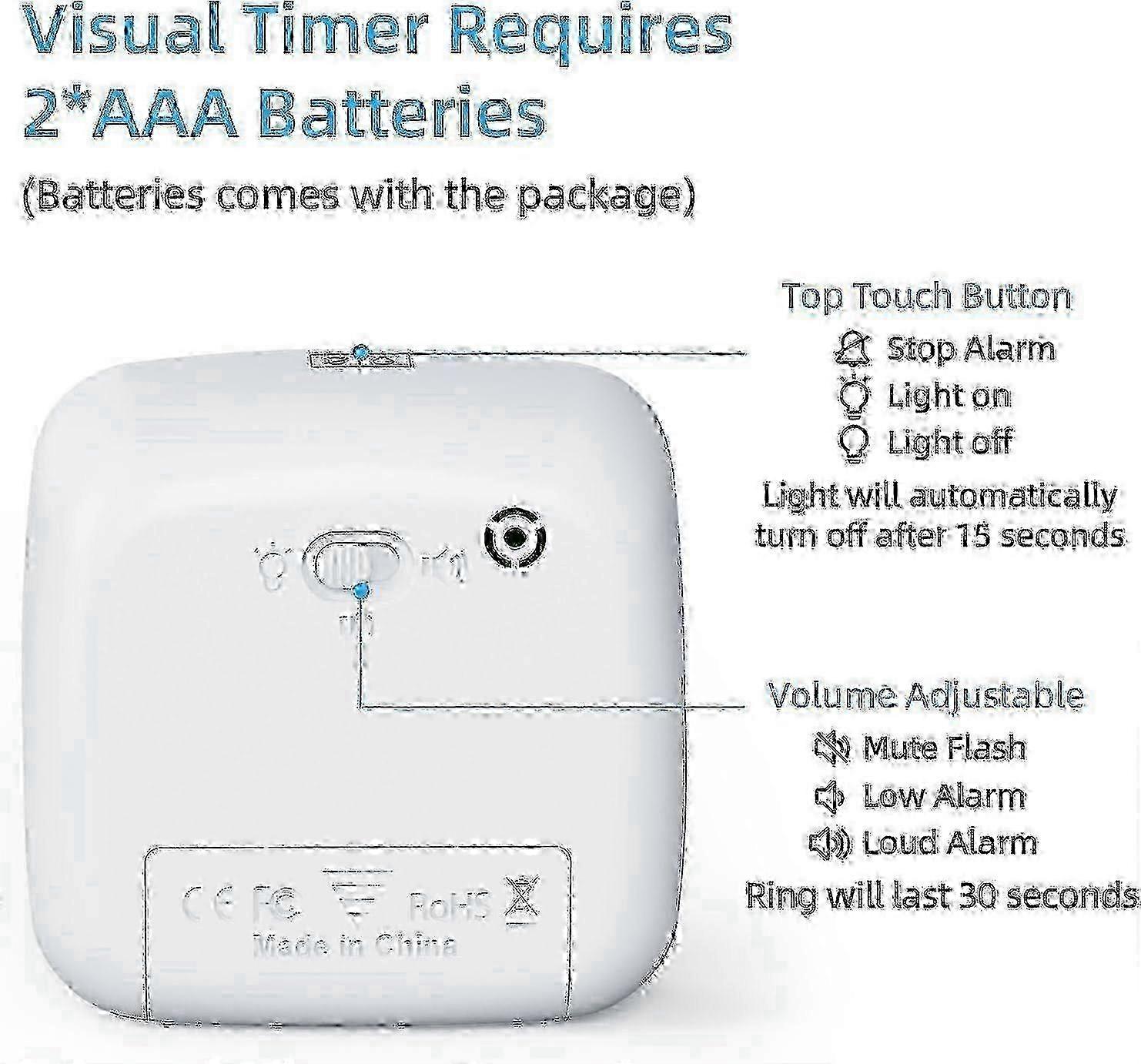 Visual Timer with Night Light, 60-Minute Countdown Timer for Kids and Adults, Silent Classroom Timer
