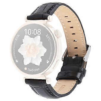 Til Garmin Lily 2 Active Watch - 14 mm håndledsrem i okselæder - Sort bambusmontering