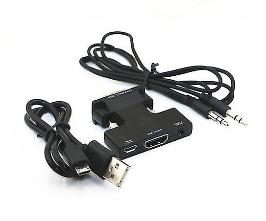 Câble HDMI mâle vers VGA femelle vidéo adaptateur convertisseur (Noir,1080p) la16163 - Informatique