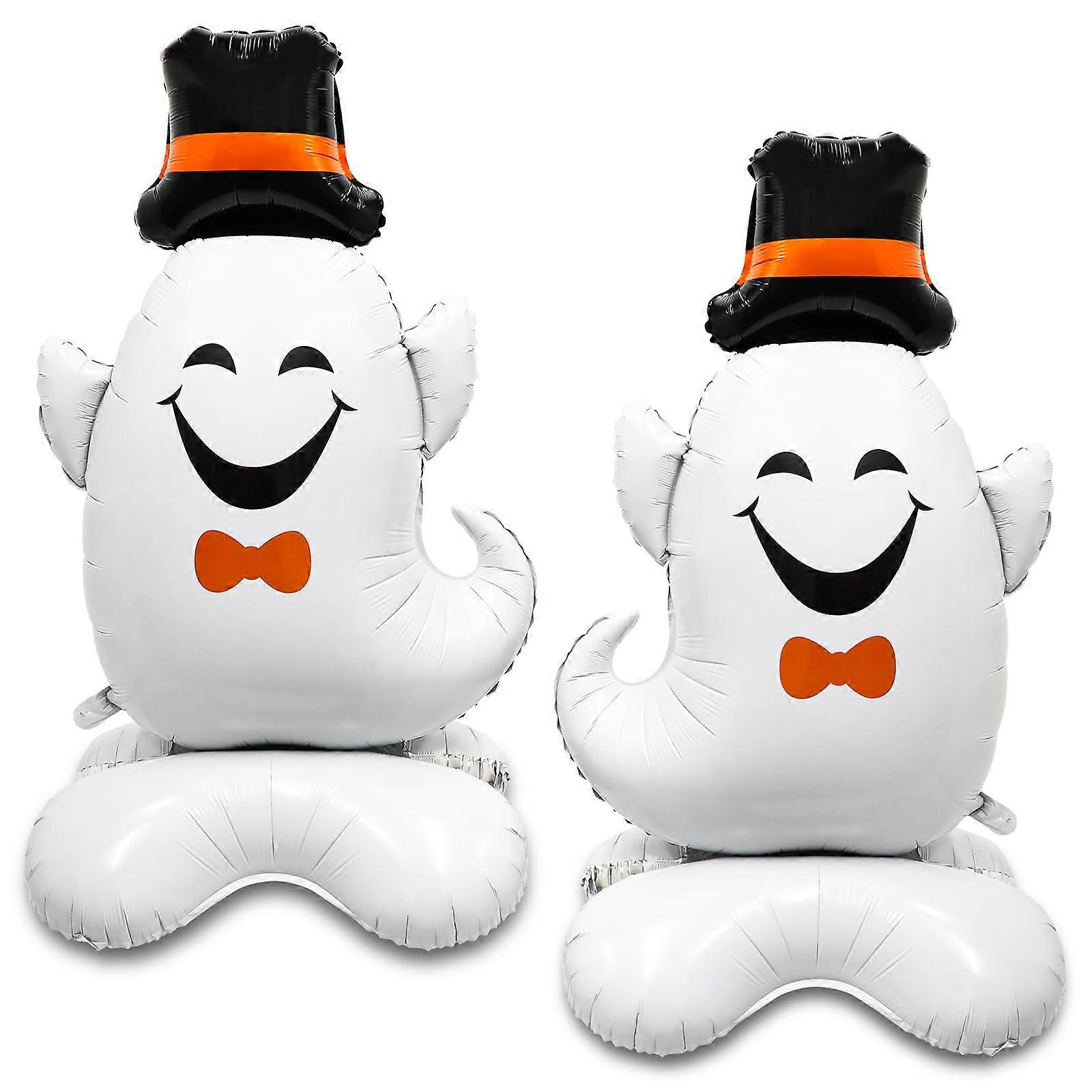 Halloween Ghost Balloons Large Standing Spooky 3D Design with Hat Reusable Inflatable Decoration