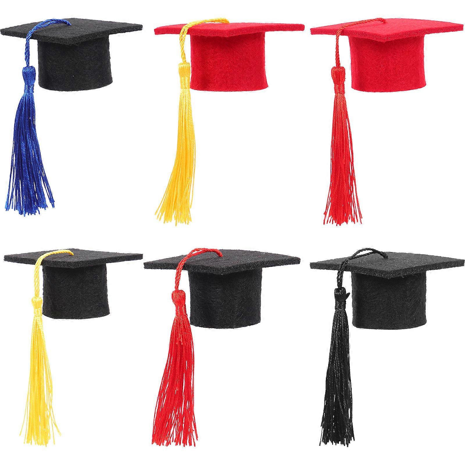 Graduation Hat Bottle Covers Mini Caps for Decoration 6Pcs