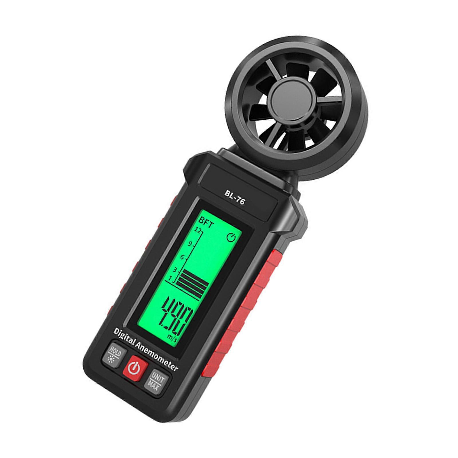 Compacted ABS Weather Measurement Wind Guage Speed Anemometer With Rotating Fan Blade And Multiple Unit Conversion Function Multicolor