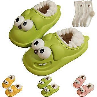Kyssing Solemate Tøfler For Par, 3D Big Eye Dog Morsom Tegneserie Pakkehode Varme Myke Lettvektssko