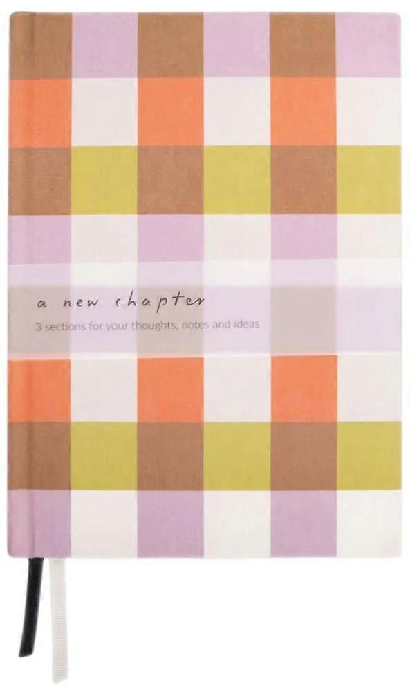 Caroline Gardner Multi Check A5 Hardback Notebook - White/Orange/Pink