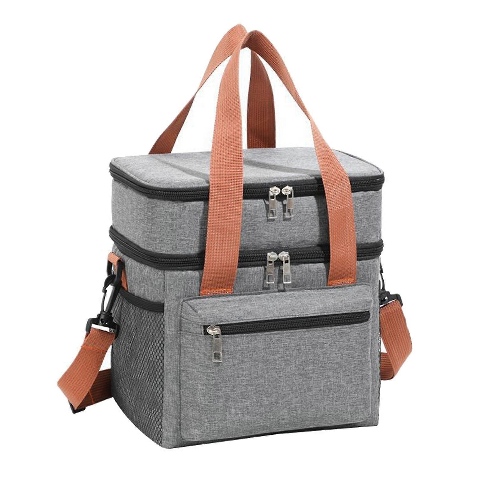 Double Layer Lunch Box with Leakproof and Adjustable Strap for Picnic