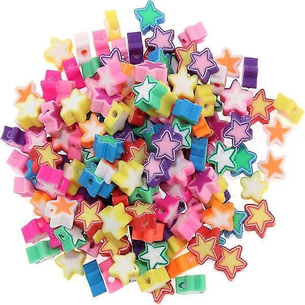 100pcs Polymer Clay Beads Elastic Bead String Color Mixed