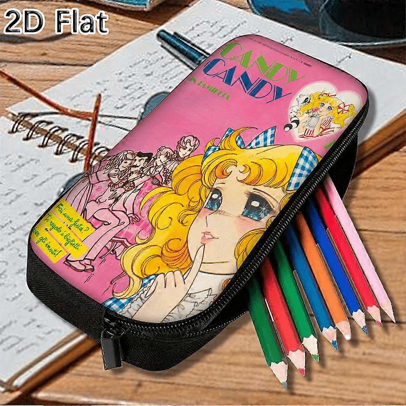 ui198 1pc Cute Candy Candy Anime Manga Pencil Case - Supply with Iconic Characters (Candy, Duffy, Kathy), Portable Travel-Friendly Pencil Bag for,, Co