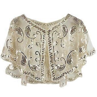 Sjaal met pailletten en kralenwerk, cocktailjurk, avondjurk voor meisjes, accessoires uit de jaren 1920, met kralen versierde sjaal/shrug
