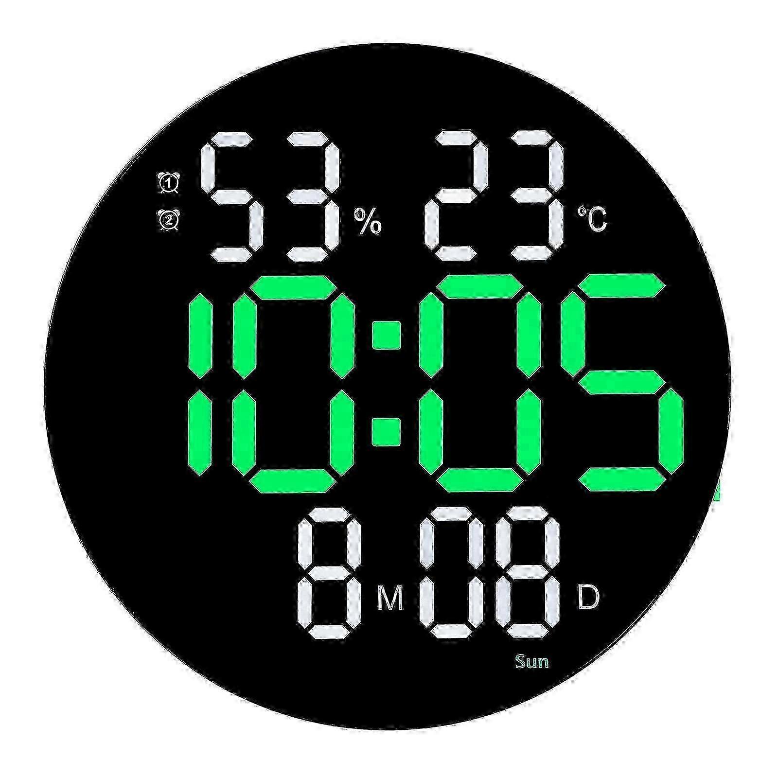 LED Wall Clock Large Screen Digital Alarm Clock Week Date Humidity Temperature Display with Remote