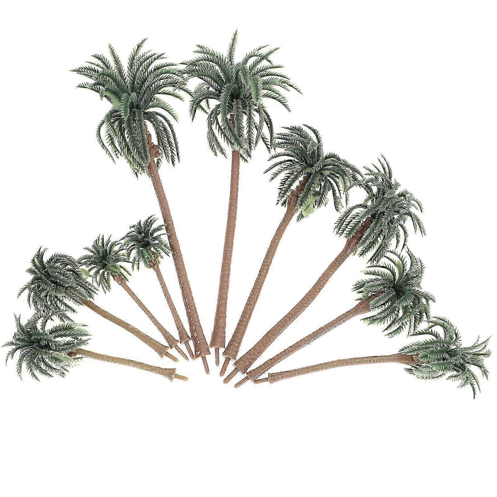 Mini Coconut Tree Model Green Plastic Palm Tree for Landscape Model 10Pcs
