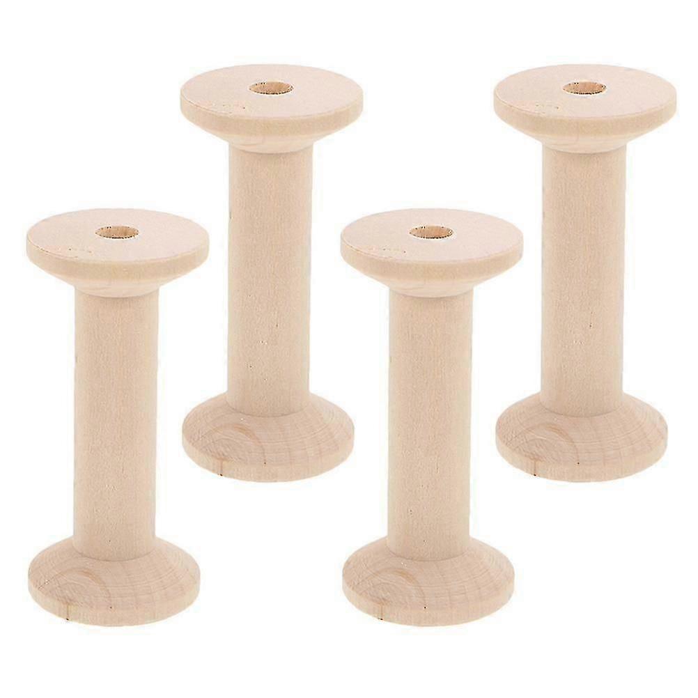 Wooden Empty Thread Spools for Sewing with 4Pcs Durable Winding Rollers