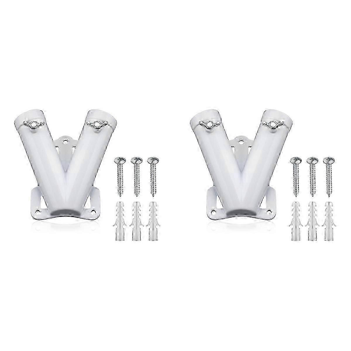 Double Flagpole Bracket Holder, V-Shaped Wall Mount Bracket for Flagpoles