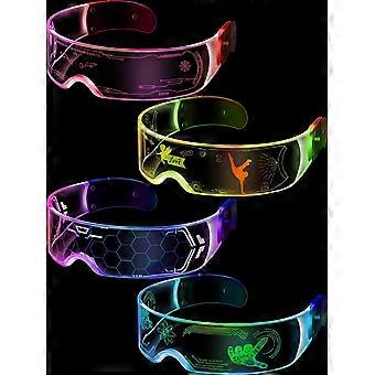 4 Pairs LED Visor Glasses Light up Glasses Futuristic Glasses Luminous Rave Glasses 7 Colors 4 Modes compatible  Club Christmas Party
