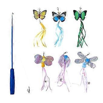 7 Pcs/Set Chat Teaser Jouet Baguette Kit Divers Papillon Libellules Teaser Jouets
