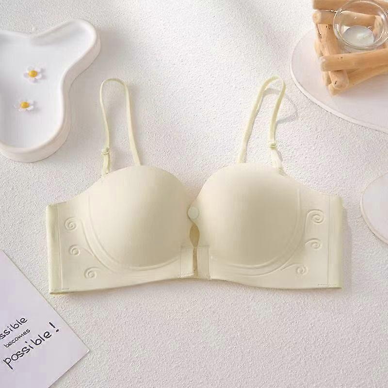 Beige Seamless Removable Strap Bra with Adjustable Straps