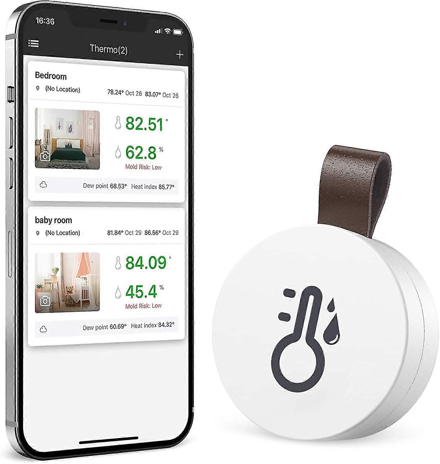 Bluetooth-rumhygrometertermometer, mini-rumtermometer, temperaturovervågningssensor til iOS Android