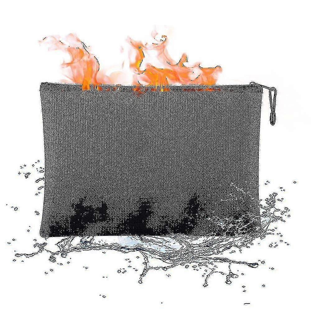 Large Fireproof Document Bag With Pockets Zippers 13.7x 9.4 A4