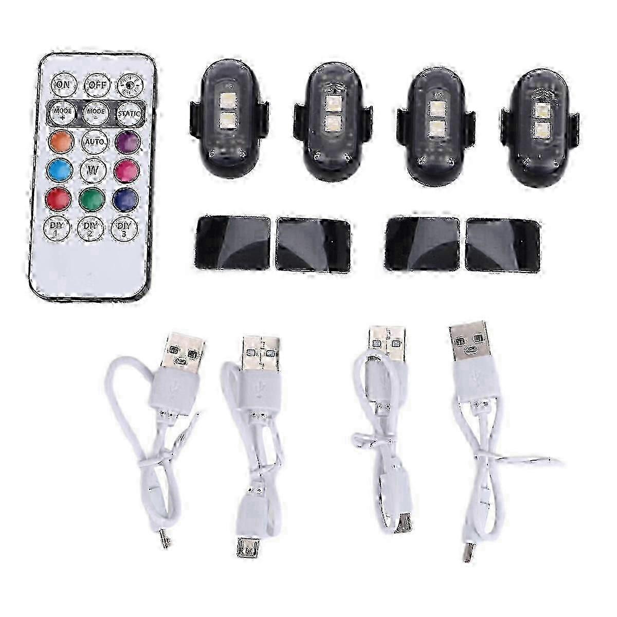 4PCS Wireless LED Strobe Lights with Remote ControlBlack SZRH A-S