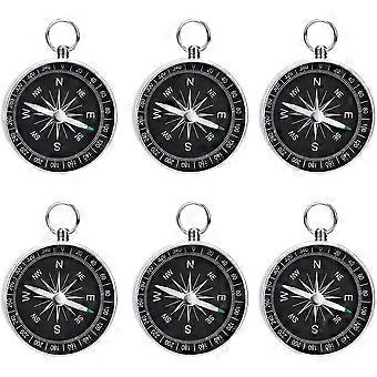 6 Pcs Portable Silver Compass Mini Compass Child Keychain Compass Plastic Pocket Compass Metal Mount