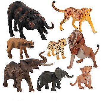8Pcs African Wildlife Animal Figures Set, PVC Realistic Animal Figurines Including Elephant, Lion, Cheetah, Buffalo, and More, Educational Toys for Ki