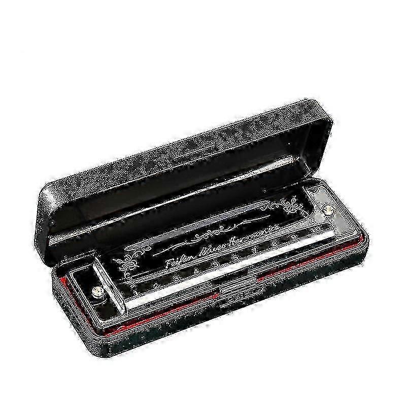 Beginner Blues Harmonica - 20 Hole C Key, Black Design