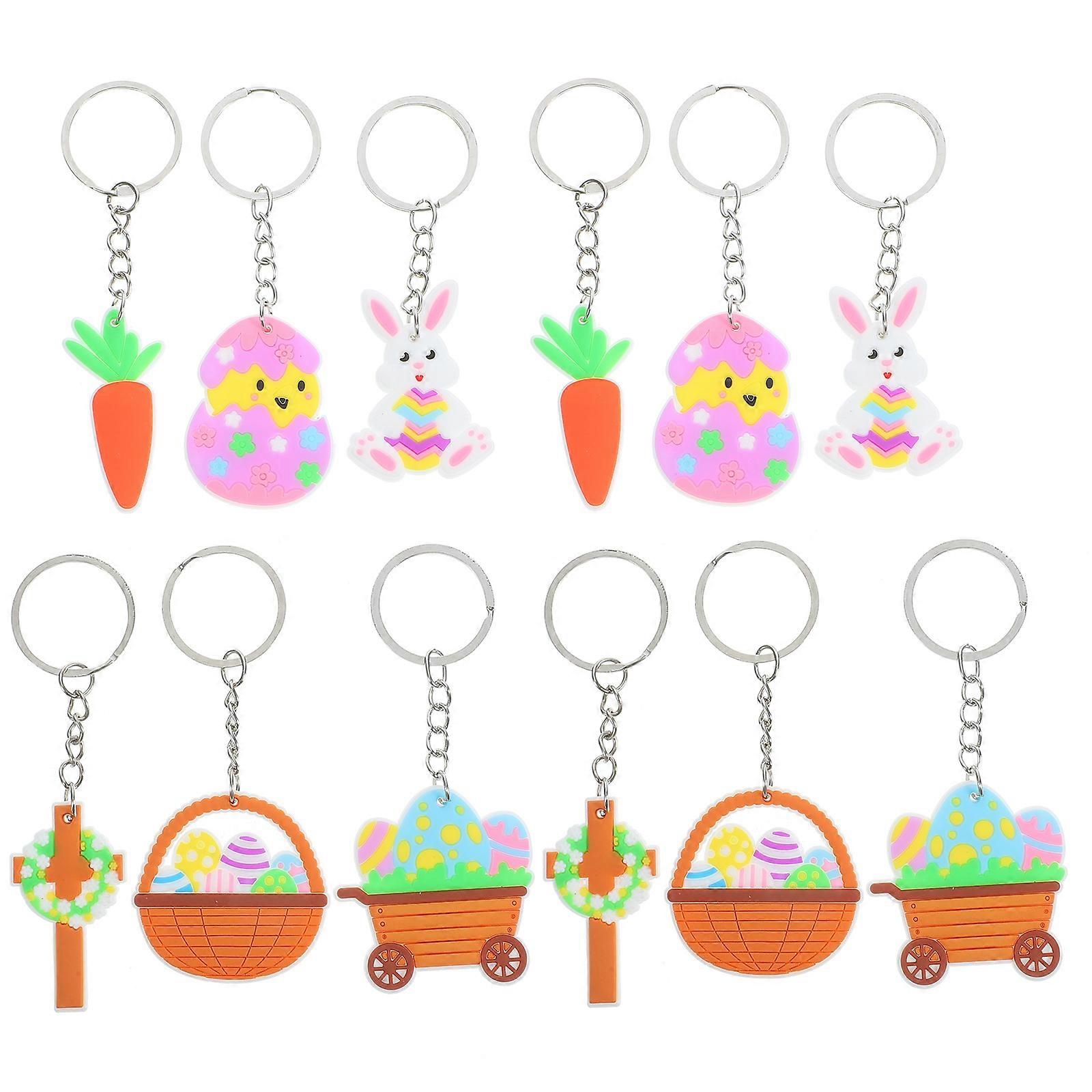 12pcs Easter Keychain Easter Themed Keychain Backpack Hanging Pendant Purse Keyring