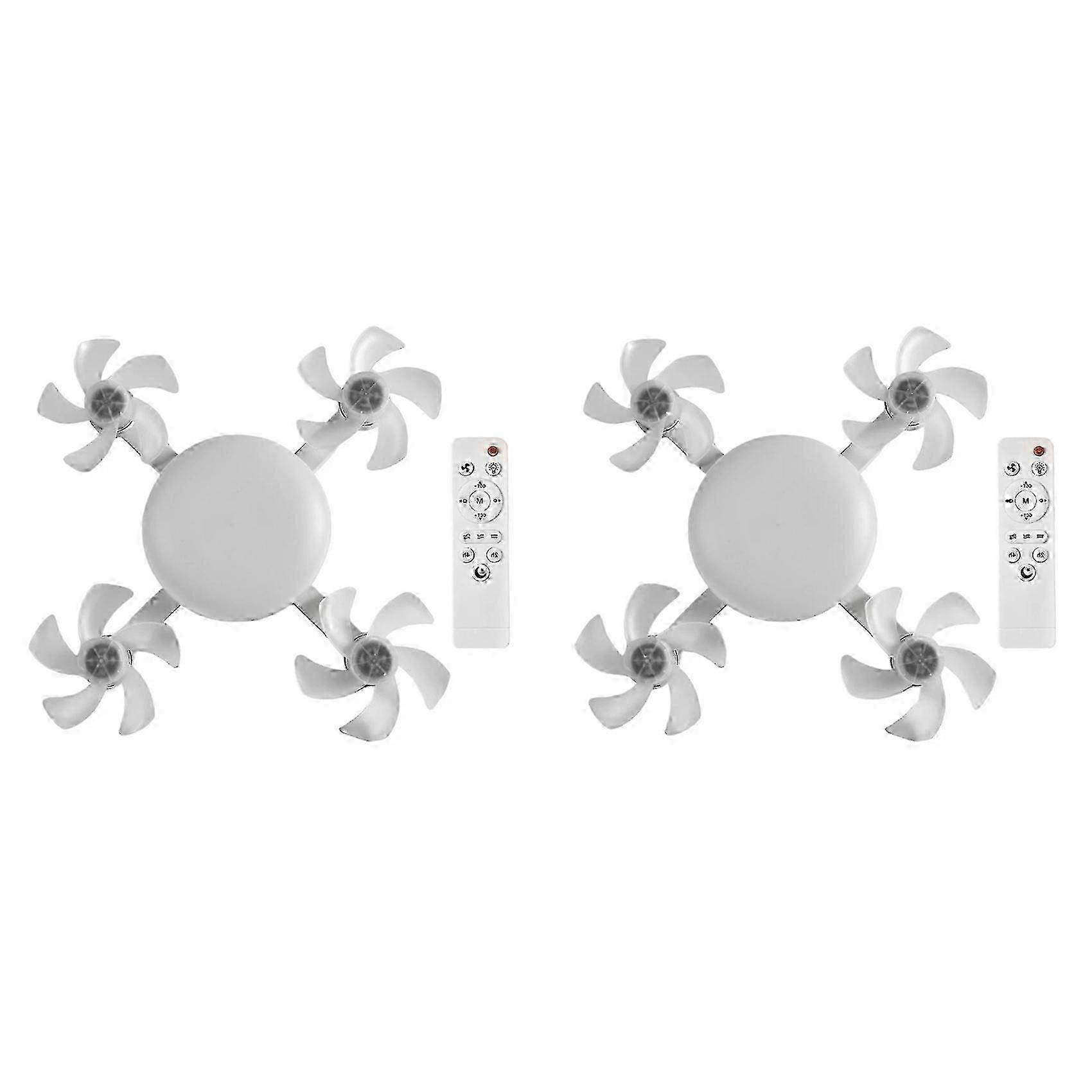 2X E27 LED Ceiling Fan Light with Remote Control Dimmer Function 60W Ceiling Light Drone Shaped Fan Light