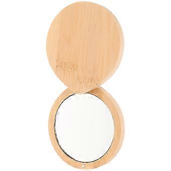 Khaki Pocket Mirror Bamboo Compact Mirror for Makeup Use 2Pcs Set