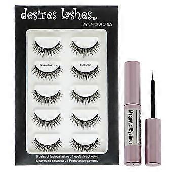 Magnetic Eyelashes Natural Magnetic False Eyelashes Multipack Set 5 Pairs, Isabella Black 05Isabella
