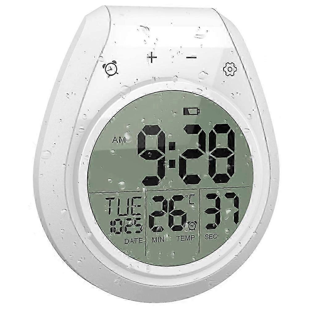Digital Shower Clock Waterproof, Bathroom Timer Clock, Digital Kitchen Wall Clock, LCD Display, 12/24 Hour compatible withmat