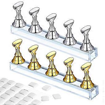 2 Set Acrylic Nail Practice Stand Magnetic Nail Tip Art Display Stand Holder Manicure Tool With Reusable Adhesive Putty Clay For e Salon Makeup