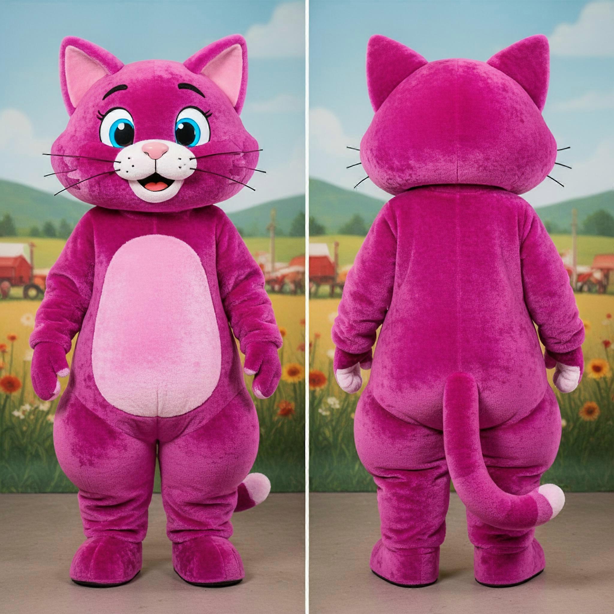 MASTICOT Magenta Cartoon Cat Mascot