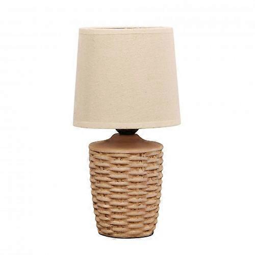 Basket Weave Table Lamp with Beige Linen Shade