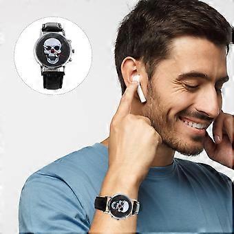 Quartz Skeleton Watch for Men Featuring Skull Design 3Pcs Set