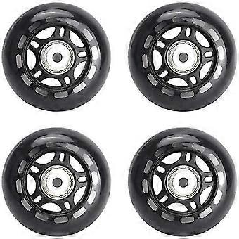 4 Pack 70mm Black Inline Skate Wheels Indoor/Outdoor Replacement Wheels with Bearings