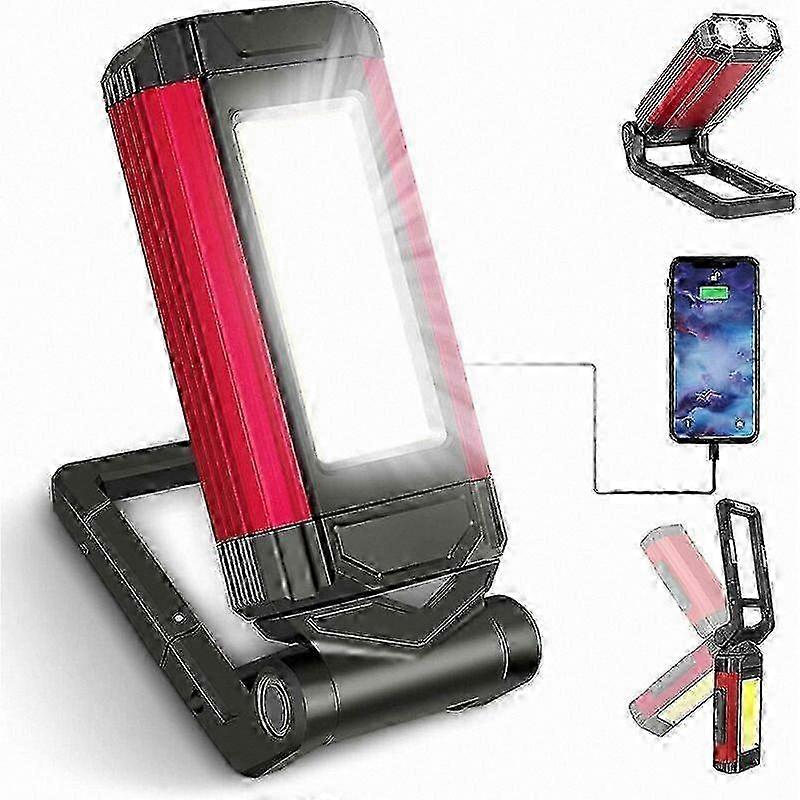 Rechargeable Red Work Light, 7 Modes Mechanic Emergency LED Flashlight with Magnetic Base