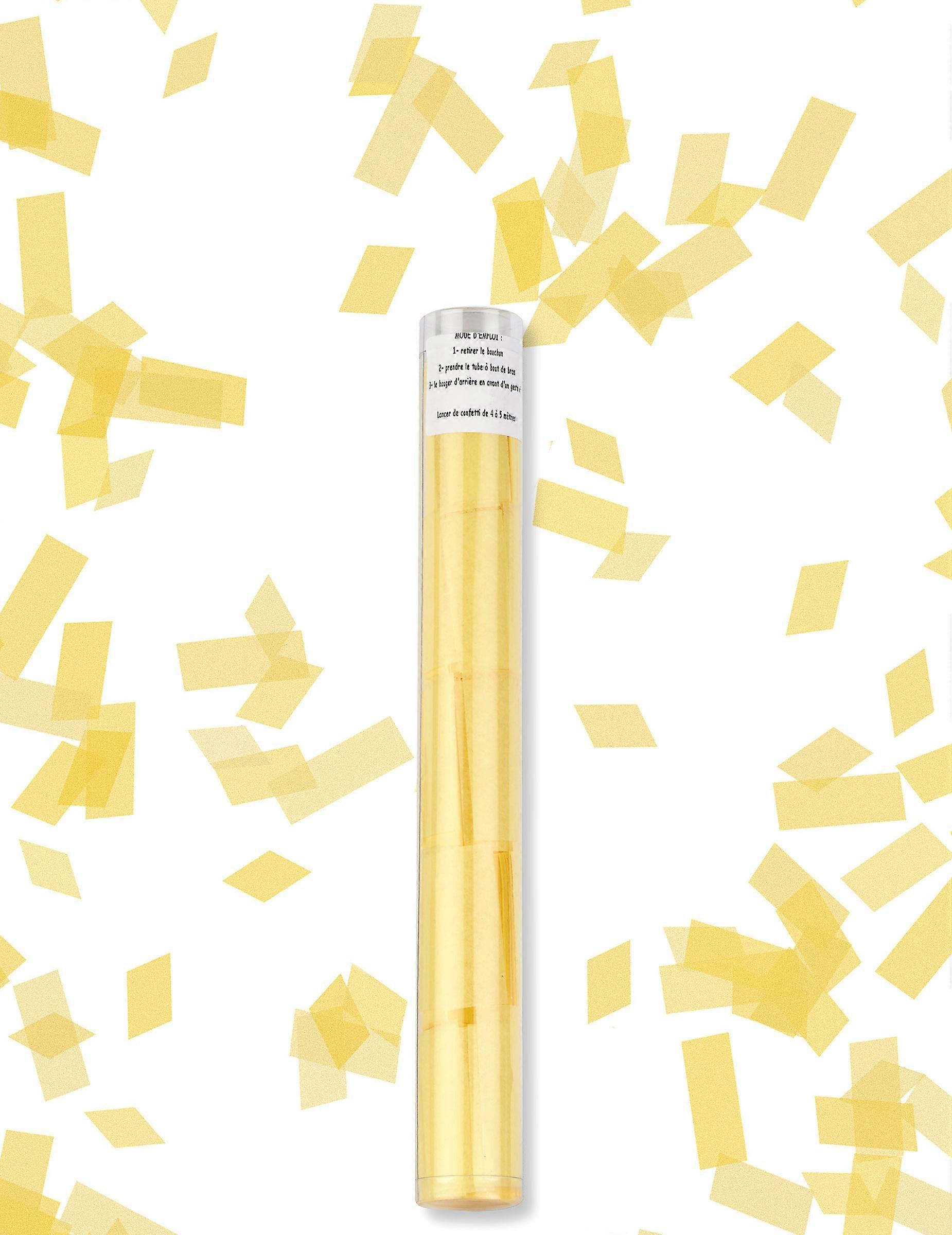 Yellow rectangular confetti launcher tube 27 cm