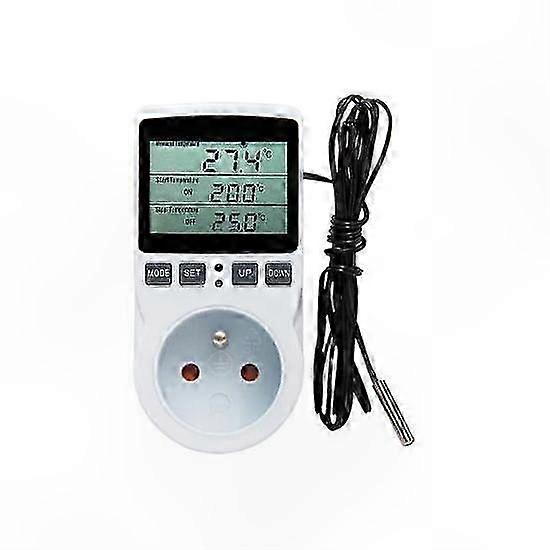 EU Plug Digital Thermostat Socket with Temperature Sensor for Heating and Cooling Control