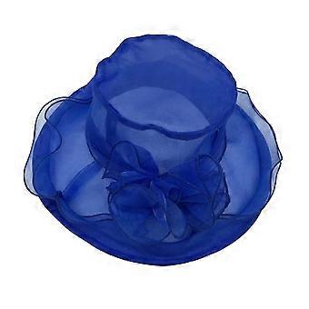 Women Sun Hat See-through Mesh Flower Decor Solid Color Royal Sunscreen Princess Style Vintage Elegant Wedding Hat Headwear-In stock