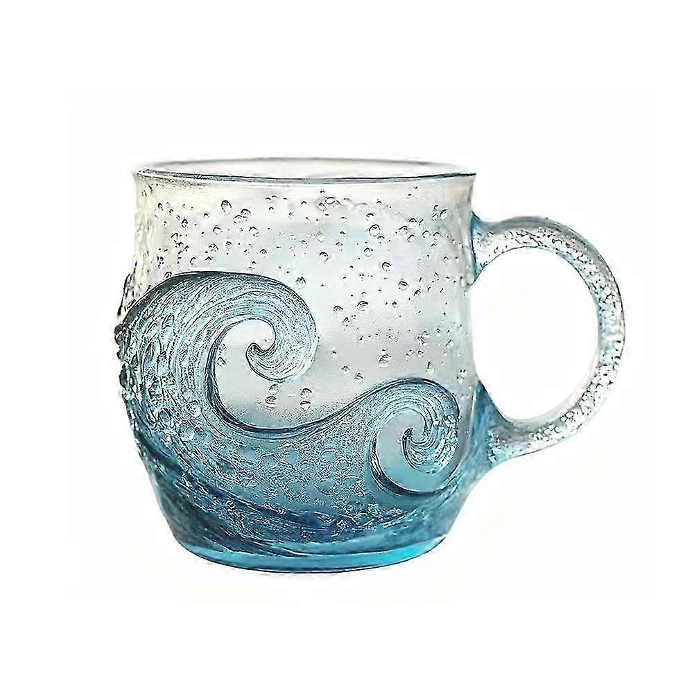 Ocean-Inspired Textured Glass Mug