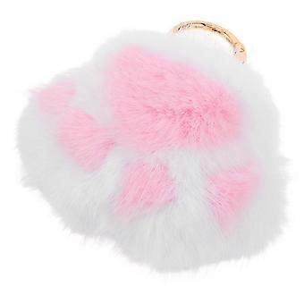 Pink Plush Cat Paw Keychain for Decor with Paw Print Pendant