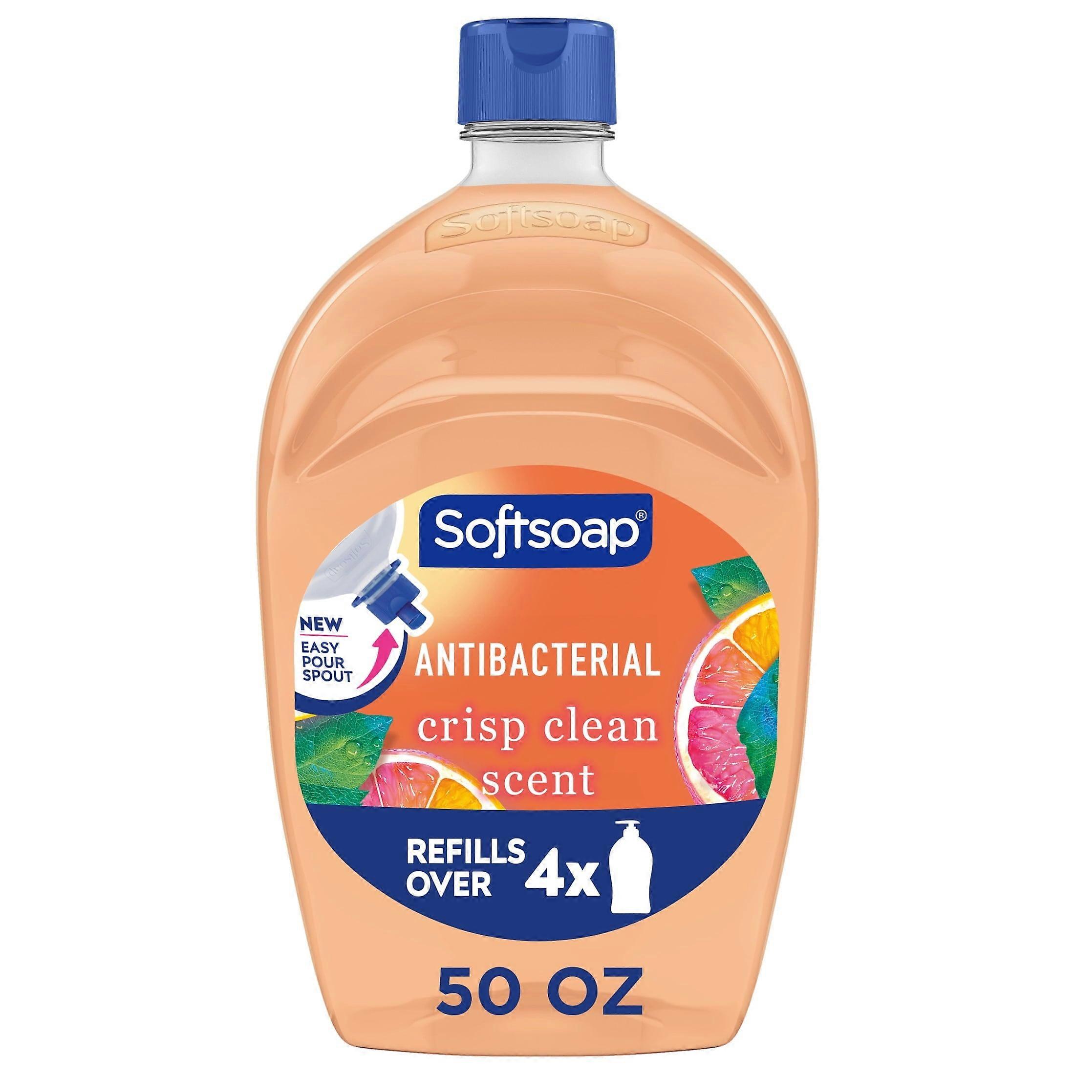 Softsoap Crisp Clean, antibakterielle Flüssigseife für die Hände, Nachfüllpackung mit praktischer Ausgießeröffnung, 1,47 Liter.