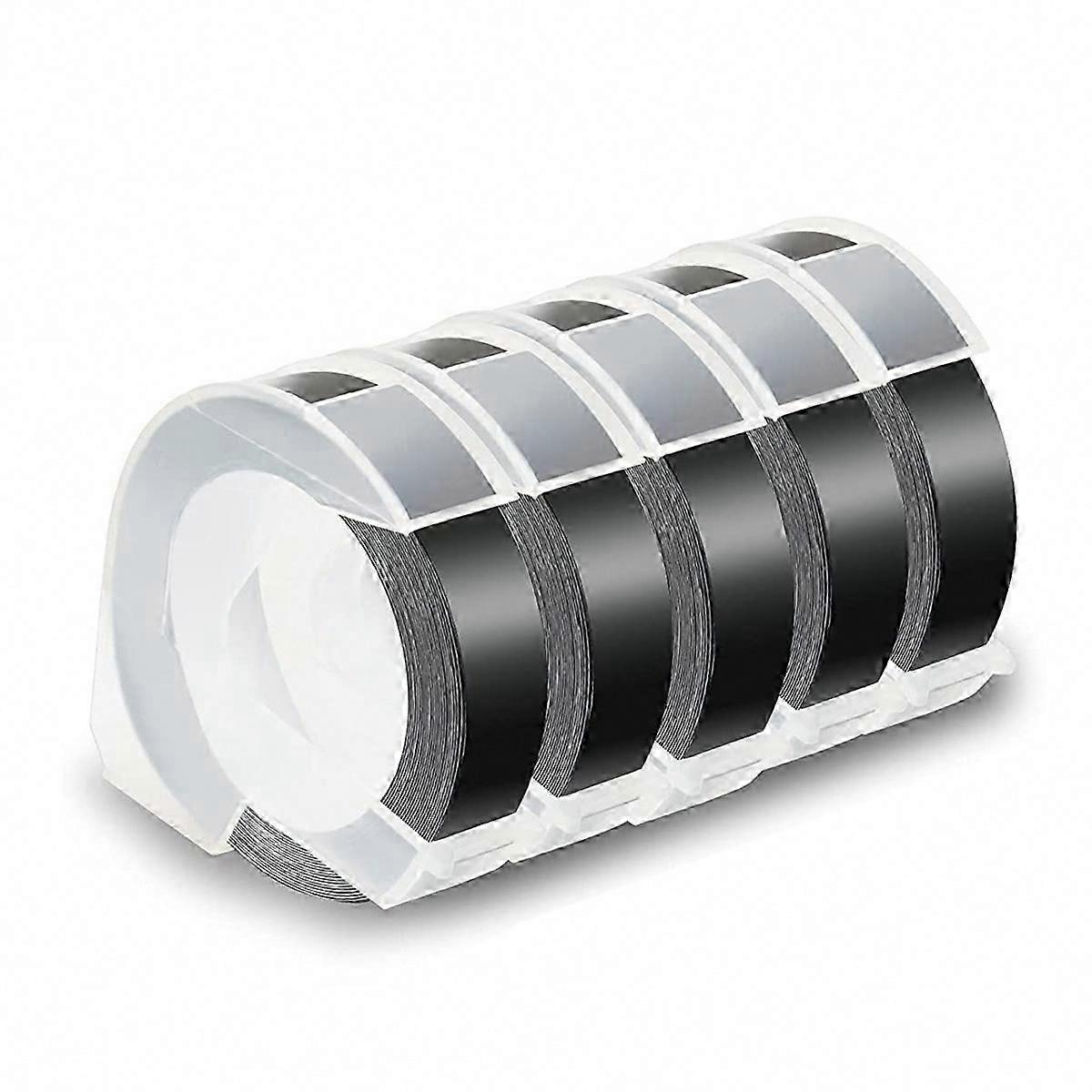 5 Pack 12mm 3D Embossing Label Tape Compatible with Dymo Label Makers