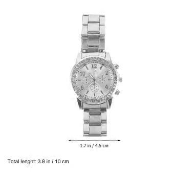 Silver Stainless Steel Strap Quartz Watch compatible with Women Casual Wear